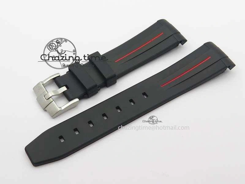 Effortless RubberB Red Line Rubber Strap With Tang Buckle For Submariner 4150