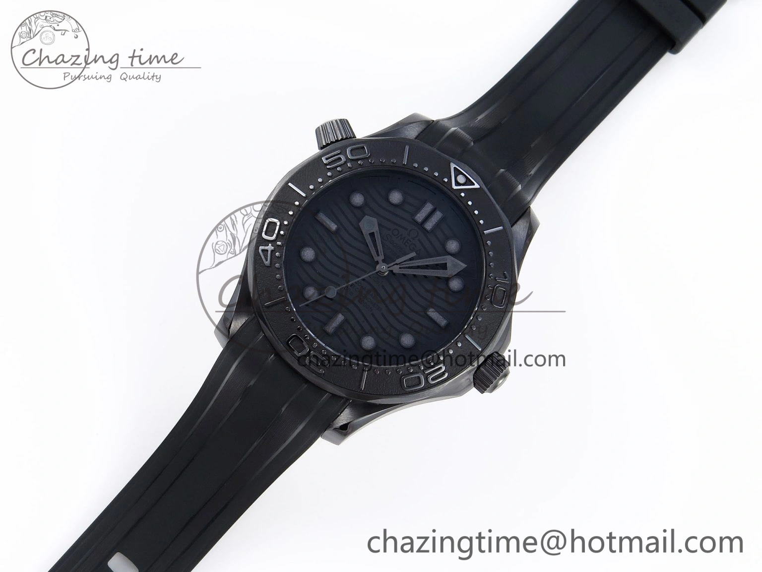 SEAMASTER 300M 43.5MM BLACK CERAMIC VSF 1:1 BEST EDITION BLACK DIAL ON BLACK RUBBER STRAP A Effortless 7766