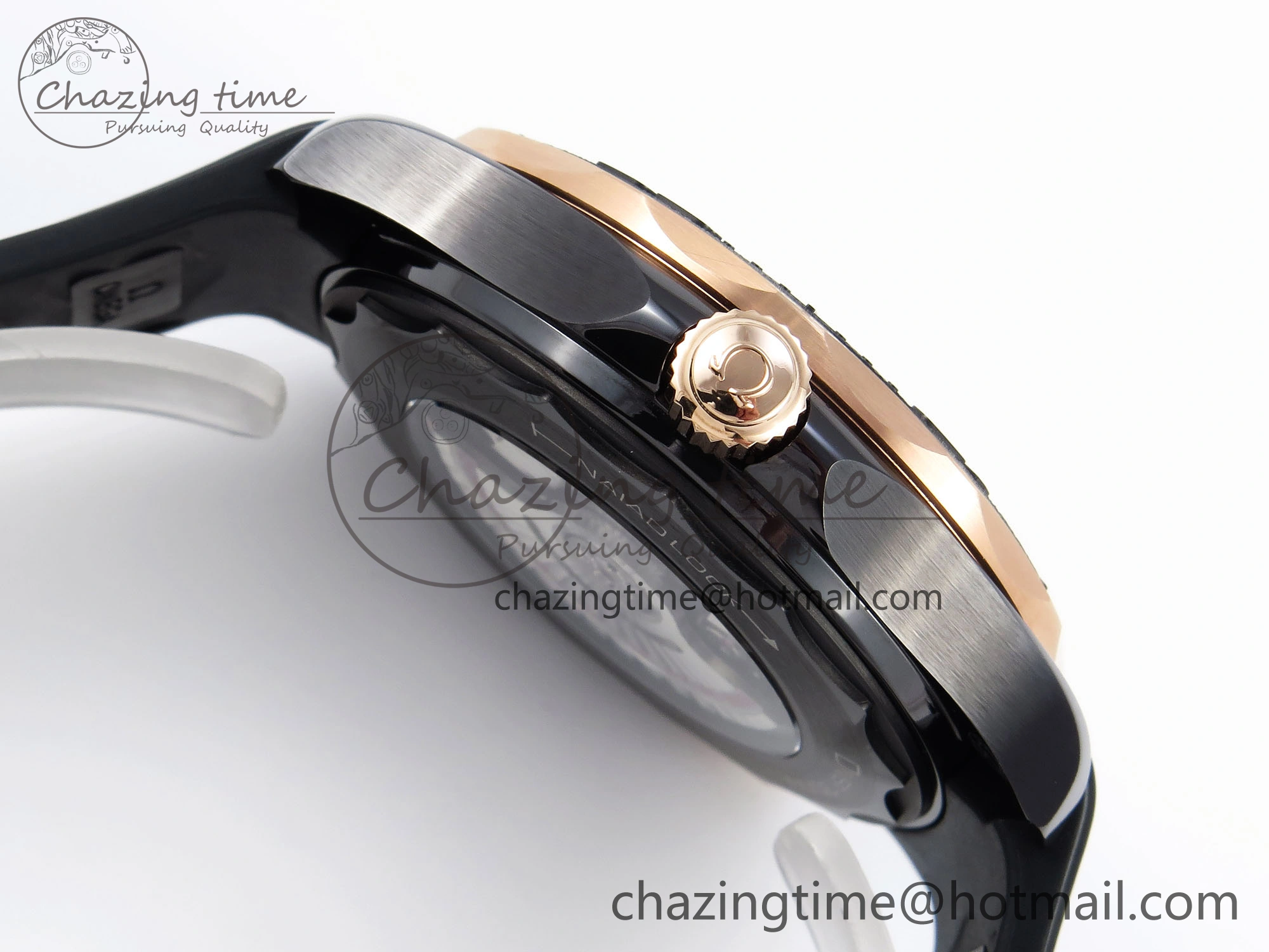 WaterResistant SEAMASTER 300M 43.5MM BLACK CERAMIC VSF 1:1 BEST EDITION BLACK DIAL RG BEZEL ON BLACK RUBBER STRAP A 7767
