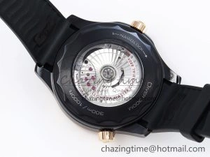 WaterResistant SEAMASTER 300M 43.5MM BLACK CERAMIC VSF 1:1 BEST EDITION BLACK DIAL RG BEZEL ON BLACK RUBBER STRAP A 7767