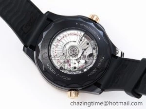 WaterResistant SEAMASTER 300M 43.5MM BLACK CERAMIC VSF 1:1 BEST EDITION BLACK DIAL RG BEZEL ON BLACK RUBBER STRAP A 7767