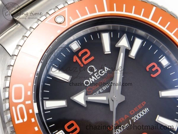 Timeless SEAMASTER 6000M ULTRA DEEP SS VSF 1:1 BEST EDITION BROWN DIAL ORANGE BEZEL ON SS BRACELET A8912 SUPER CLONE 7736