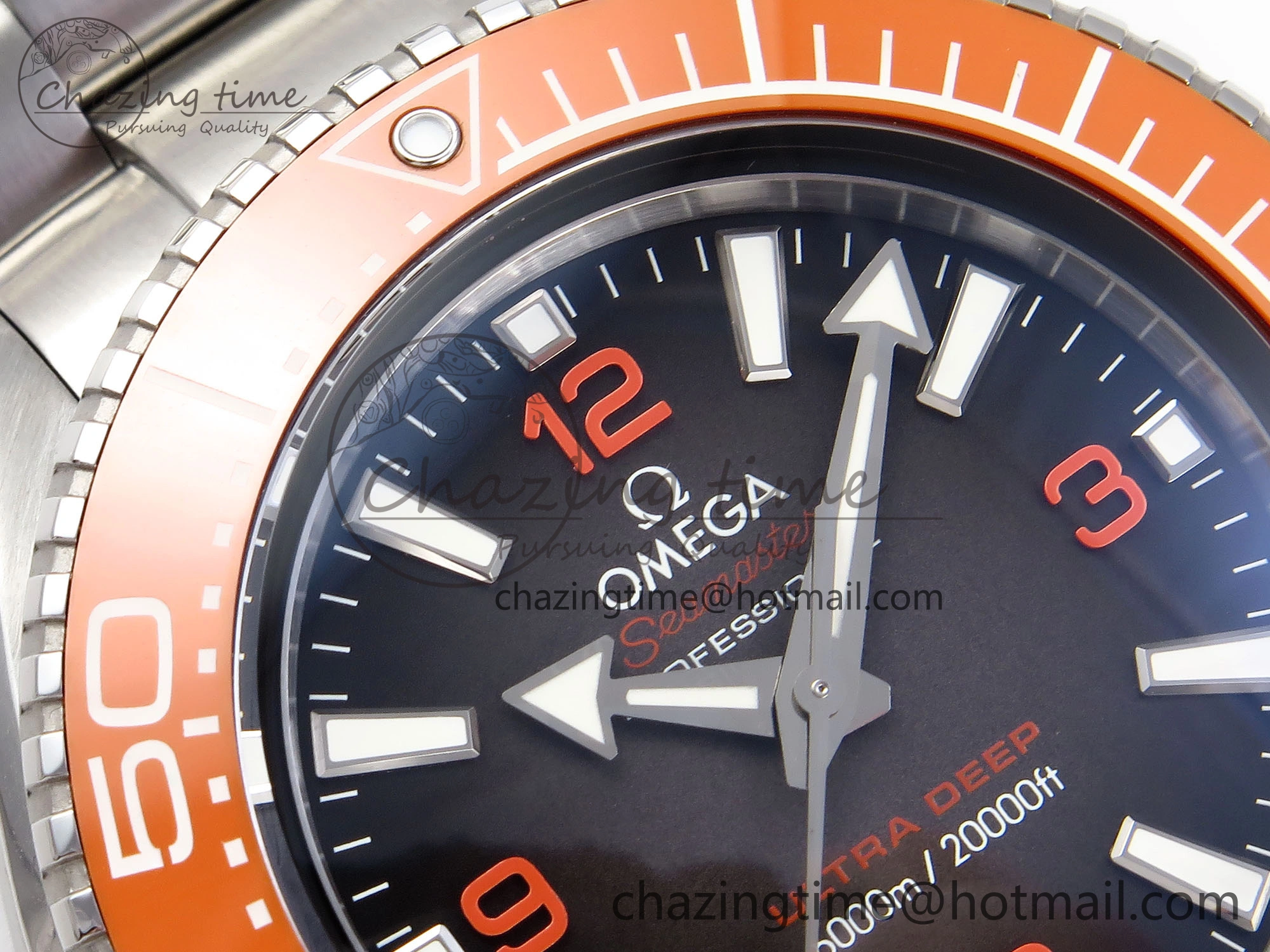 Timeless SEAMASTER 6000M ULTRA DEEP SS VSF 1:1 BEST EDITION BROWN DIAL ORANGE BEZEL ON SS BRACELET A8912 SUPER CLONE 7736