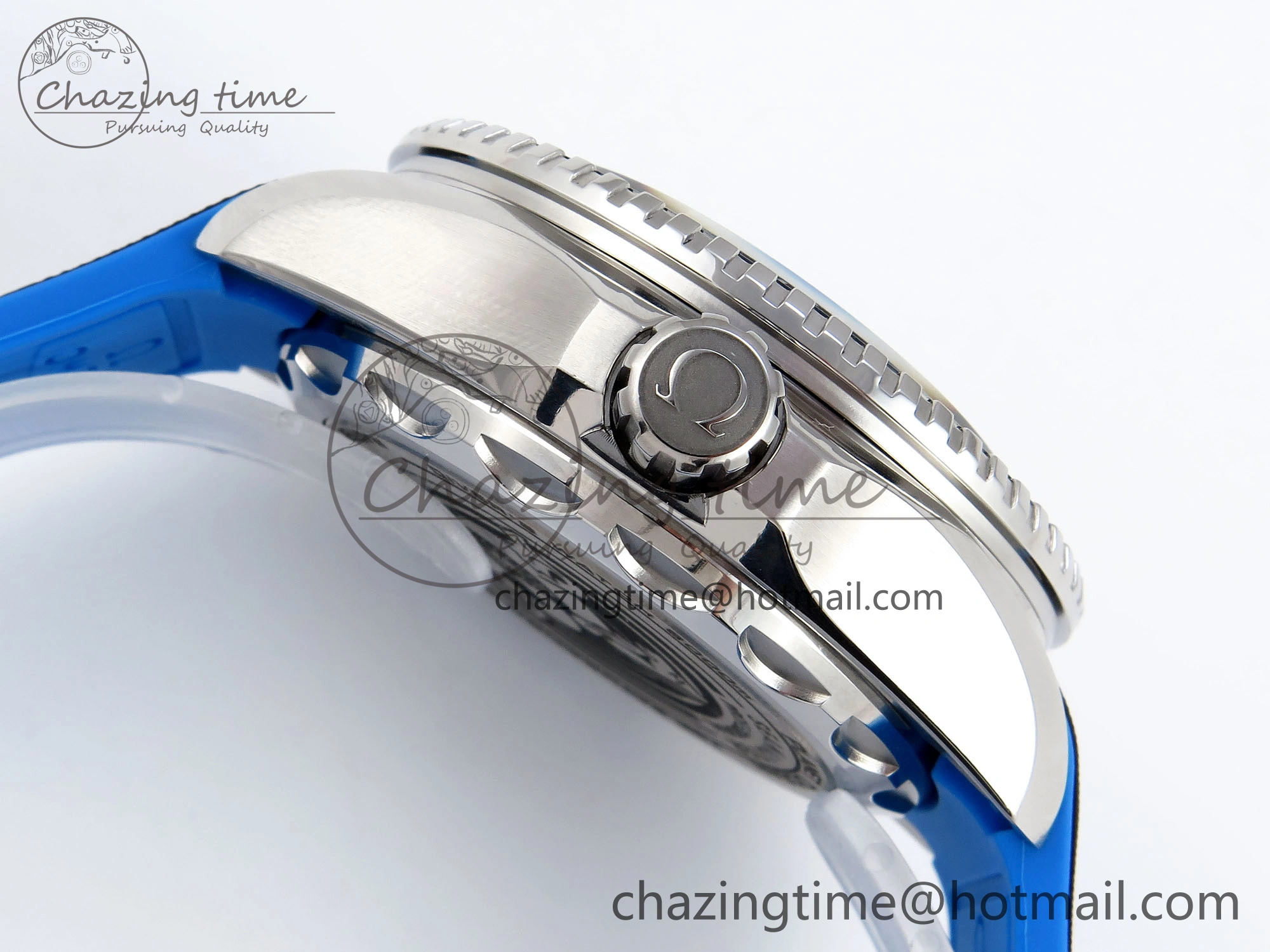 QuickDry SEAMASTER PLANET OCEAN 6000M ULTRA DEEP 45.5MM SS TF 1:1 BEST EDITION BLUE DIAL BLACK BEZEL ON RUBBER STRAP A 7763