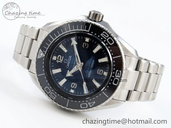 Packable SEAMASTER PLANET OCEAN 6000M ULTRA DEEP 45.5MM SS TF 1:1 BEST EDITION BLUE DIAL BLACK BEZEL ON SS BRACELET A 7760