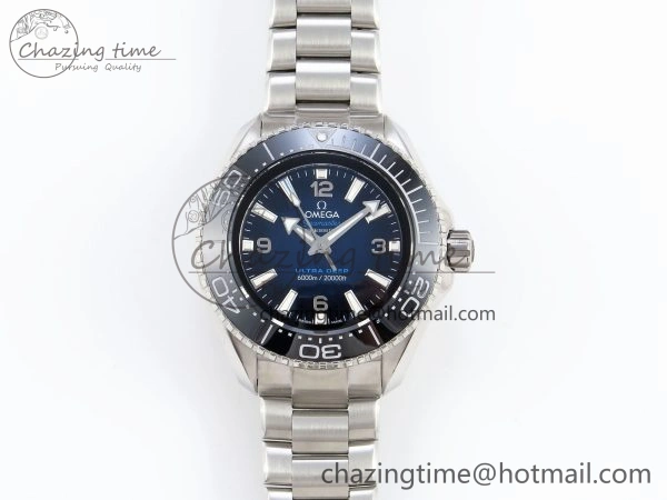 Packable SEAMASTER PLANET OCEAN 6000M ULTRA DEEP 45.5MM SS TF 1:1 BEST EDITION BLUE DIAL BLACK BEZEL ON SS BRACELET A 7760