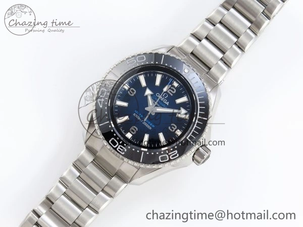 Packable SEAMASTER PLANET OCEAN 6000M ULTRA DEEP 45.5MM SS TF 1:1 BEST EDITION BLUE DIAL BLACK BEZEL ON SS BRACELET A 7760