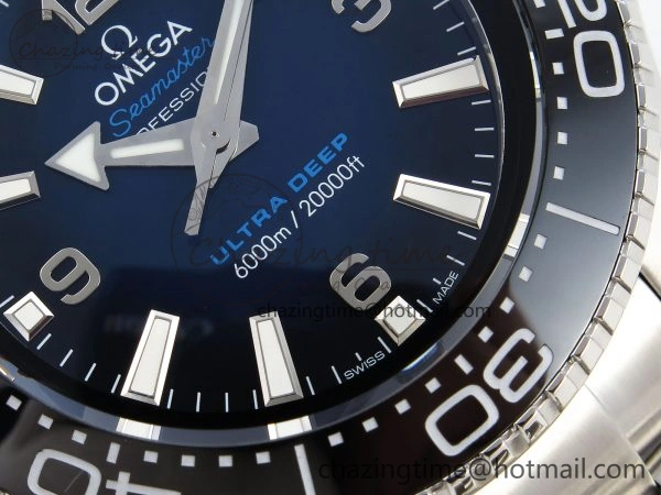 Packable SEAMASTER PLANET OCEAN 6000M ULTRA DEEP 45.5MM SS TF 1:1 BEST EDITION BLUE DIAL BLACK BEZEL ON SS BRACELET A 7760