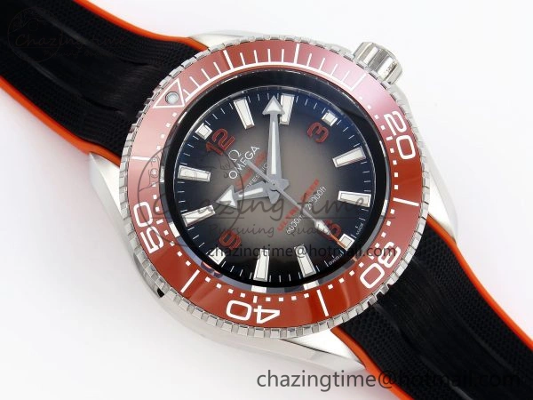SEAMASTER PLANET OCEAN 6000M ULTRA DEEP 45.5MM SS TF 1:1 BEST EDITION GRAY DIAL ORANGE BEZEL ON RUBBER STRAP A HighQuality 7761