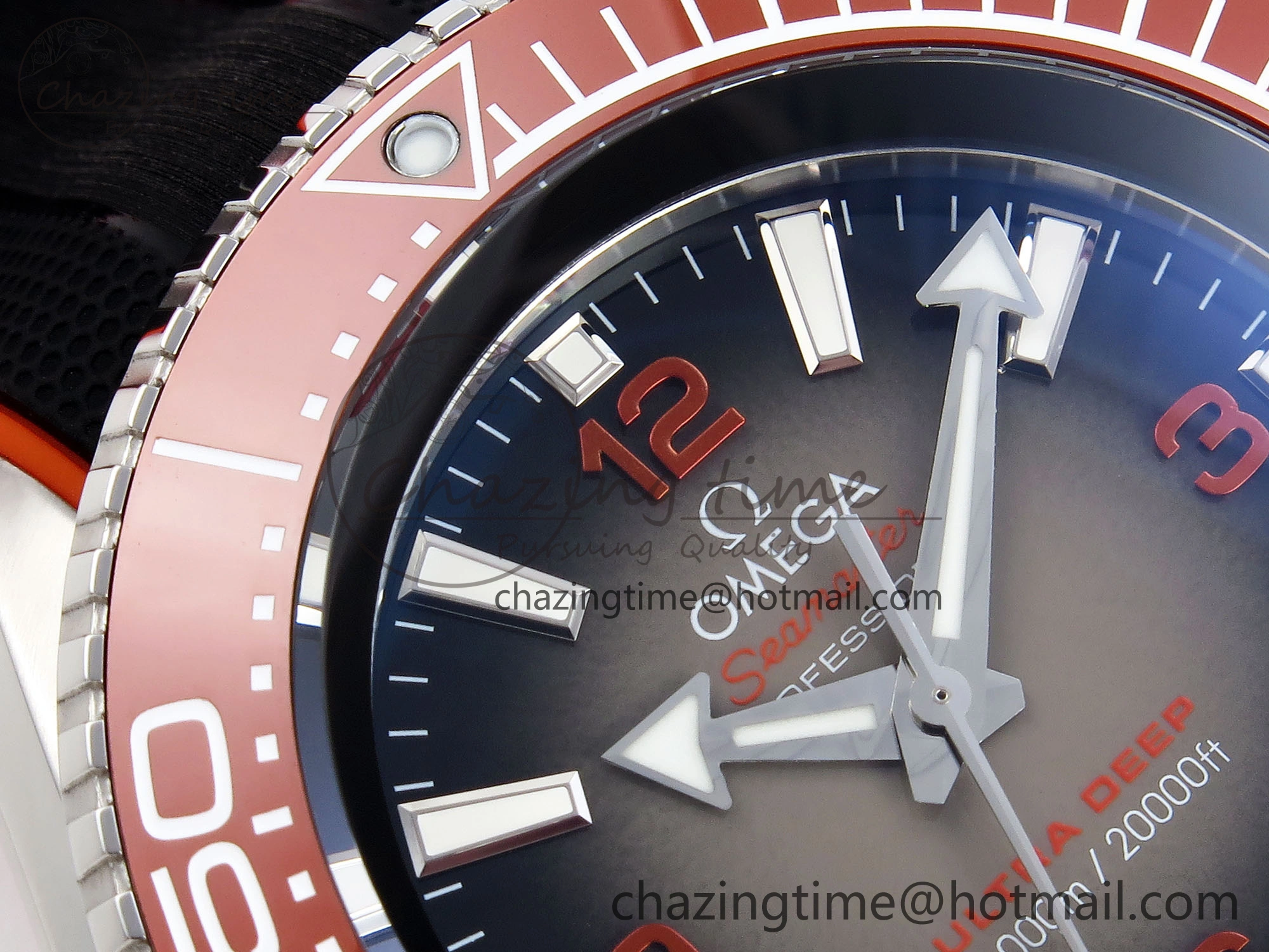 SEAMASTER PLANET OCEAN 6000M ULTRA DEEP 45.5MM SS TF 1:1 BEST EDITION GRAY DIAL ORANGE BEZEL ON RUBBER STRAP A HighQuality 7761