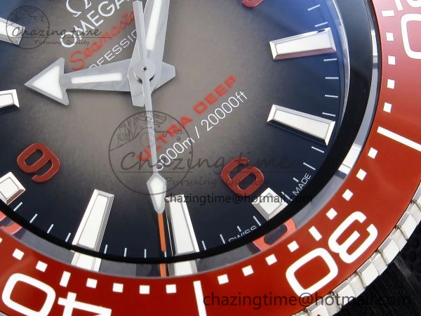 SEAMASTER PLANET OCEAN 6000M ULTRA DEEP 45.5MM SS TF 1:1 BEST EDITION GRAY DIAL ORANGE BEZEL ON RUBBER STRAP A HighQuality 7761
