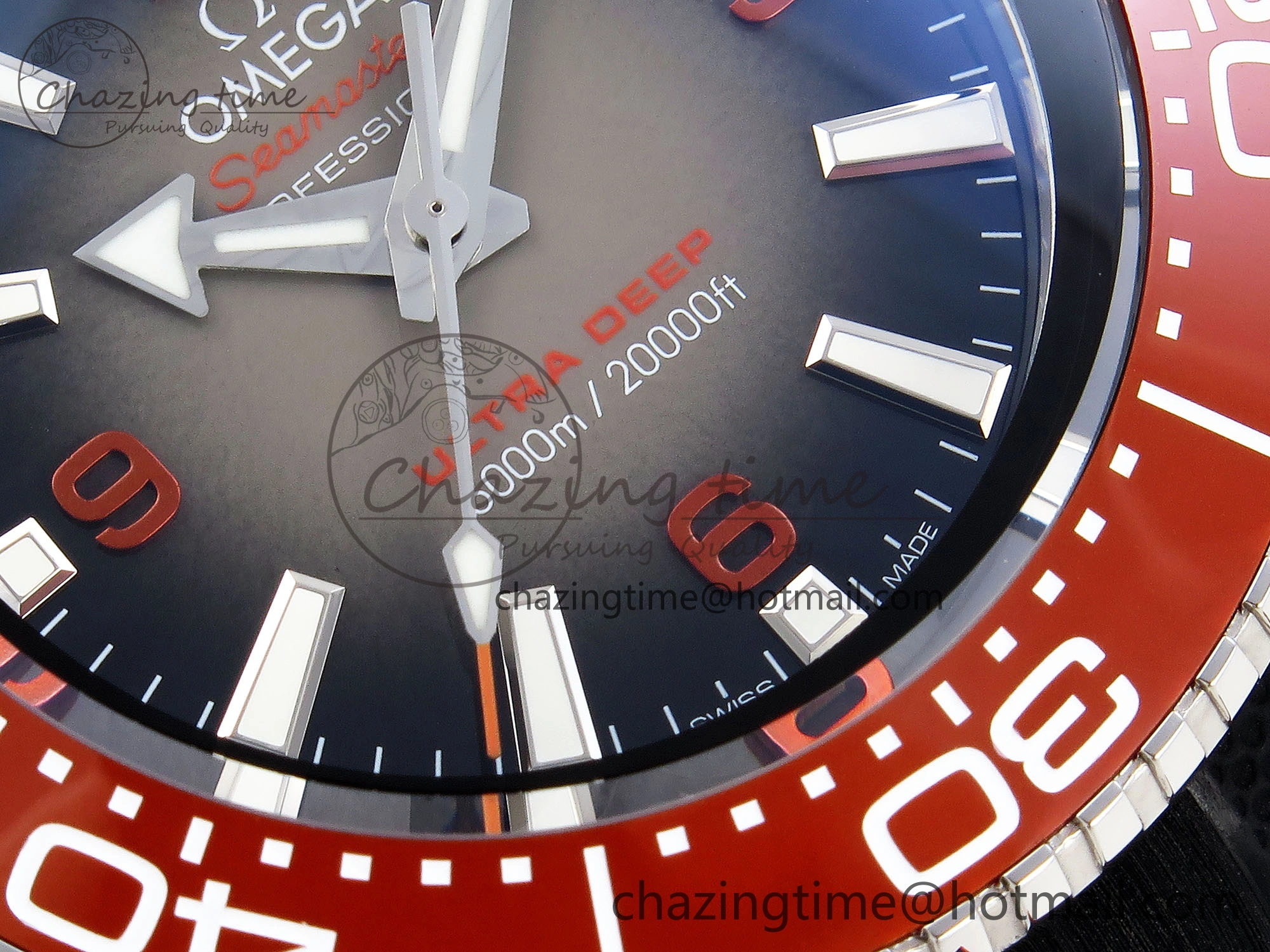 SEAMASTER PLANET OCEAN 6000M ULTRA DEEP 45.5MM SS TF 1:1 BEST EDITION GRAY DIAL ORANGE BEZEL ON RUBBER STRAP A HighQuality 7761