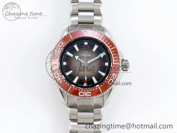 NewStyle SEAMASTER PLANET OCEAN 6000M ULTRA DEEP 45.5MM SS TF 1:1 BEST EDITION GRAY DIAL ORANGE BEZEL ON SS BRACELET A 7757