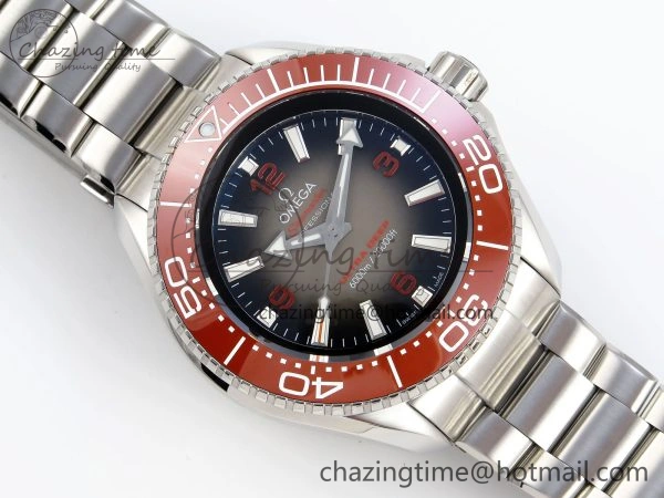 NewStyle SEAMASTER PLANET OCEAN 6000M ULTRA DEEP 45.5MM SS TF 1:1 BEST EDITION GRAY DIAL ORANGE BEZEL ON SS BRACELET A 7757