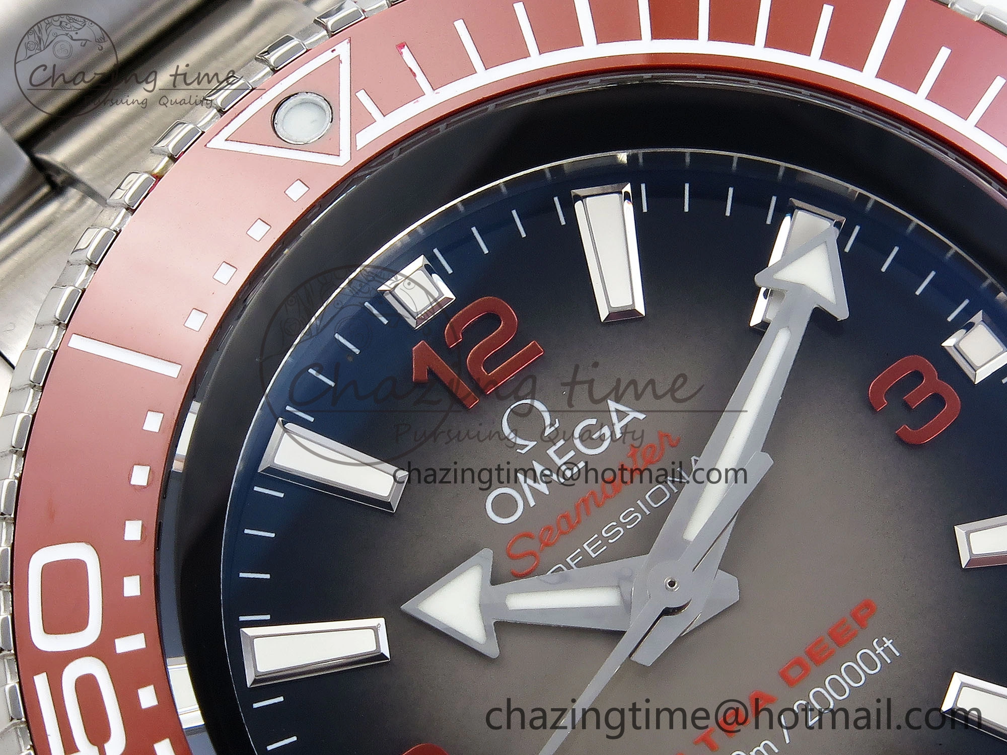 NewStyle SEAMASTER PLANET OCEAN 6000M ULTRA DEEP 45.5MM SS TF 1:1 BEST EDITION GRAY DIAL ORANGE BEZEL ON SS BRACELET A 7757
