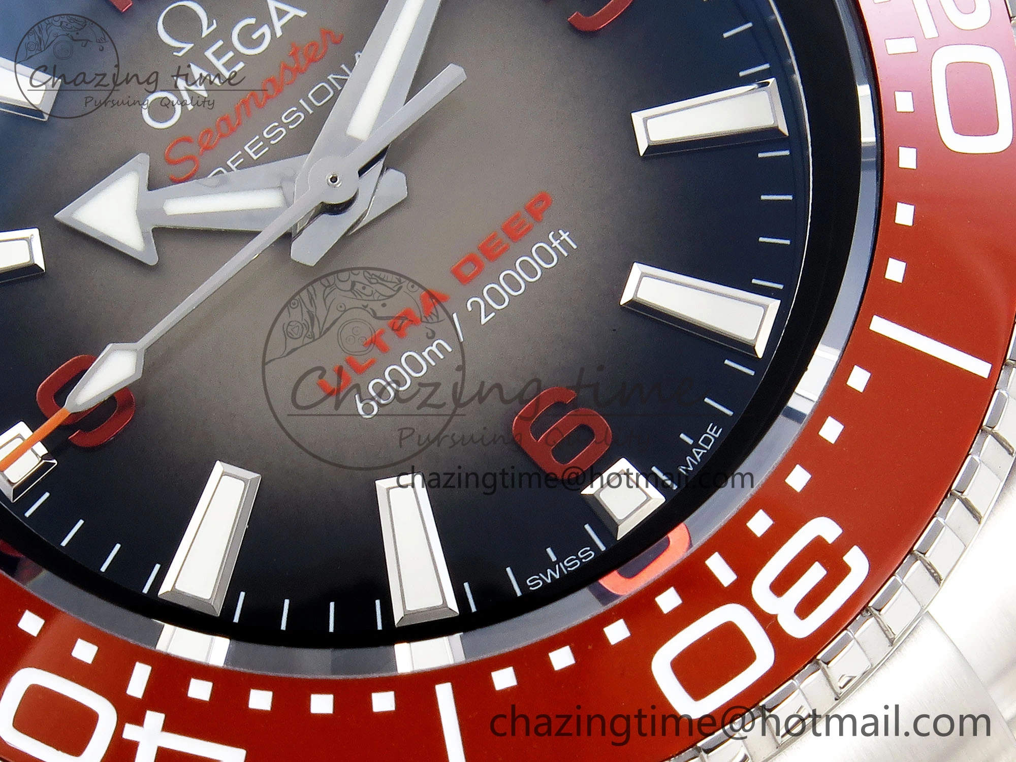 NewStyle SEAMASTER PLANET OCEAN 6000M ULTRA DEEP 45.5MM SS TF 1:1 BEST EDITION GRAY DIAL ORANGE BEZEL ON SS BRACELET A 7757