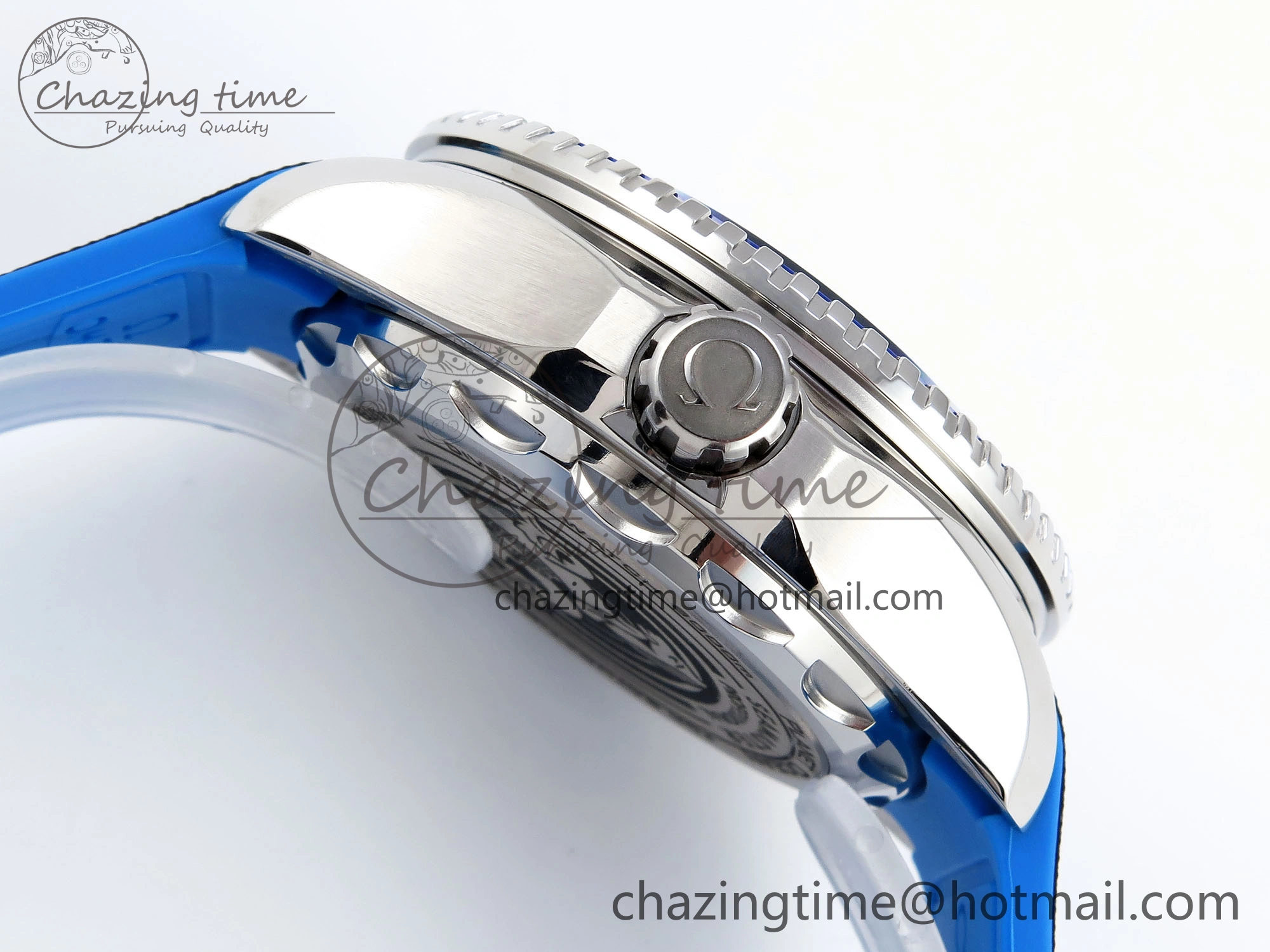 Chic SEAMASTER PLANET OCEAN 6000M ULTRA DEEP 45.5MM SS TF 1:1 BEST EDITION WHITE DIAL BLUE BEZEL ON RUBBER STRAP A 7762