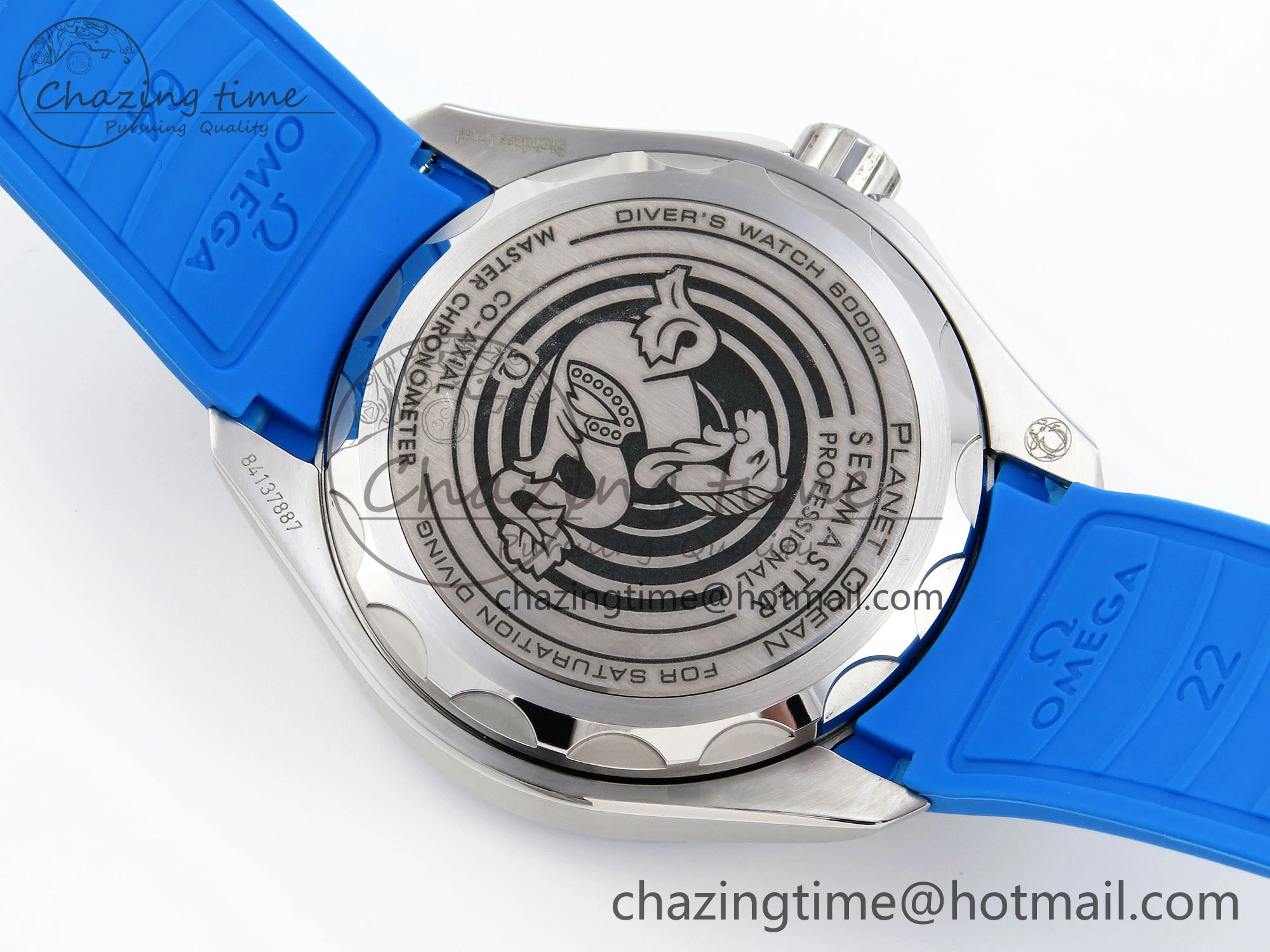Chic SEAMASTER PLANET OCEAN 6000M ULTRA DEEP 45.5MM SS TF 1:1 BEST EDITION WHITE DIAL BLUE BEZEL ON RUBBER STRAP A 7762