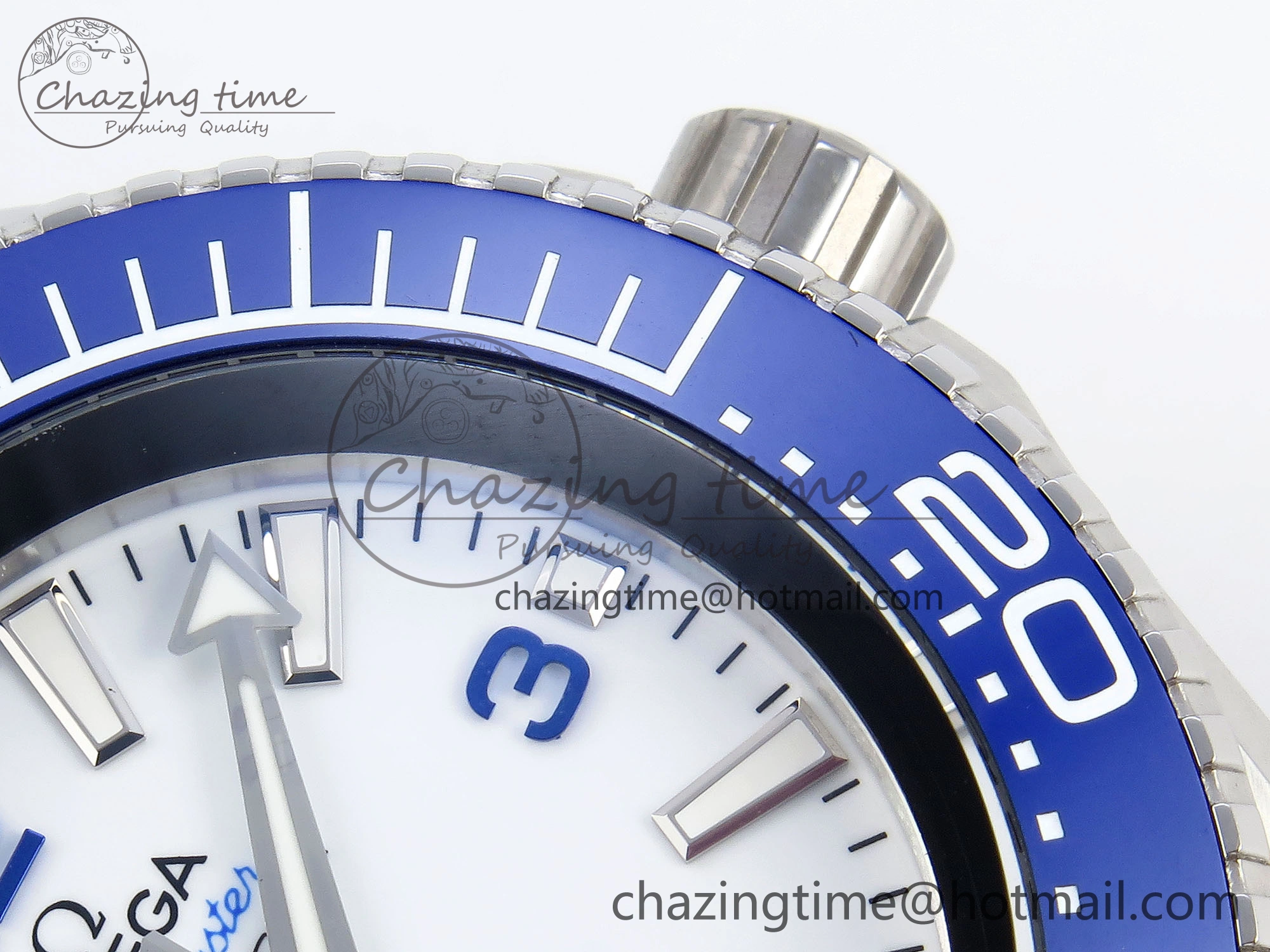 RelaxedFit SEAMASTER PLANET OCEAN 6000M ULTRA DEEP 45.5MM SS TF 1:1 BEST EDITION WHITE DIAL BLUE BEZEL ON SS BRACELET A 7759