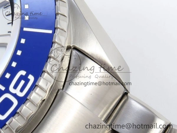 RelaxedFit SEAMASTER PLANET OCEAN 6000M ULTRA DEEP 45.5MM SS TF 1:1 BEST EDITION WHITE DIAL BLUE BEZEL ON SS BRACELET A 7759