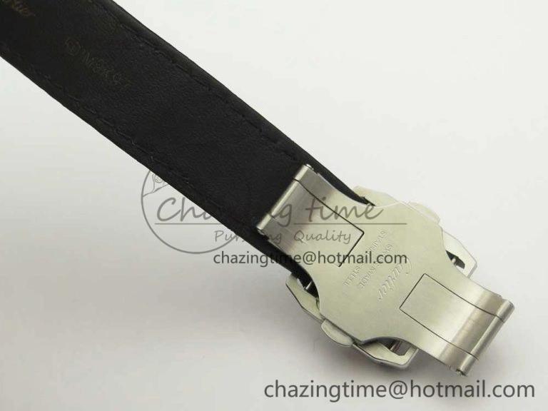 TimelessDesign Santos 100 33mm RXW 1:1 Best Edition Ladies SS White Dial on Black Leather Strap SEIKO NH05A 10636