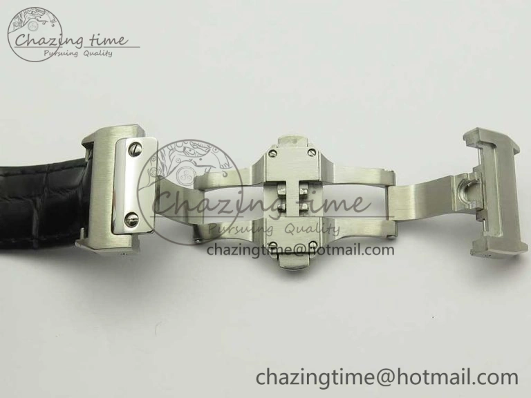 TimelessDesign Santos 100 33mm RXW 1:1 Best Edition Ladies SS White Dial on Black Leather Strap SEIKO NH05A 10636