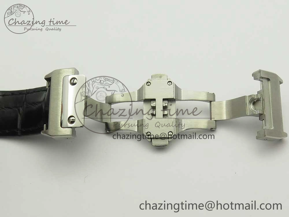 TimelessDesign Santos 100 33mm RXW 1:1 Best Edition Ladies SS White Dial on Black Leather Strap SEIKO NH05A 10636