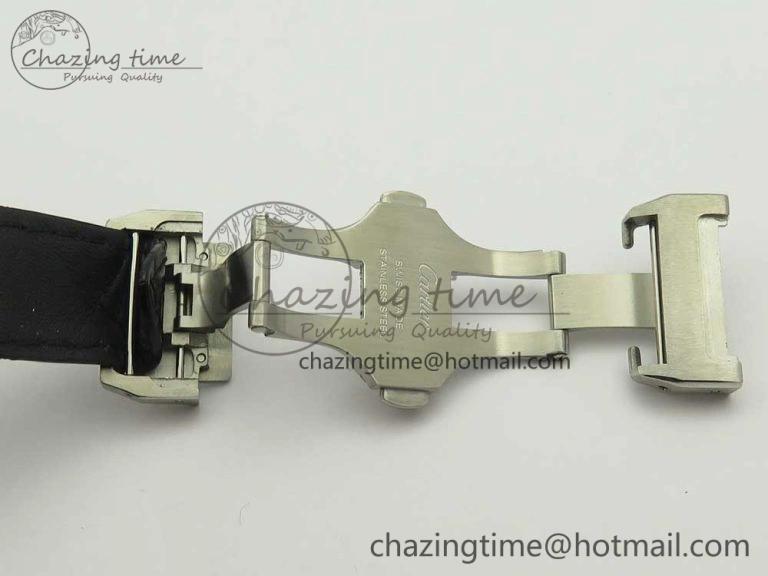 TimelessDesign Santos 100 33mm RXW 1:1 Best Edition Ladies SS White Dial on Black Leather Strap SEIKO NH05A 10636