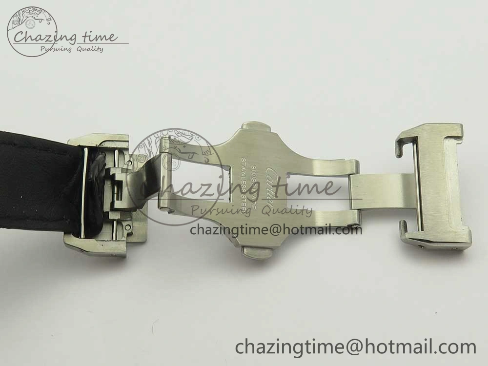 TimelessDesign Santos 100 33mm RXW 1:1 Best Edition Ladies SS White Dial on Black Leather Strap SEIKO NH05A 10636