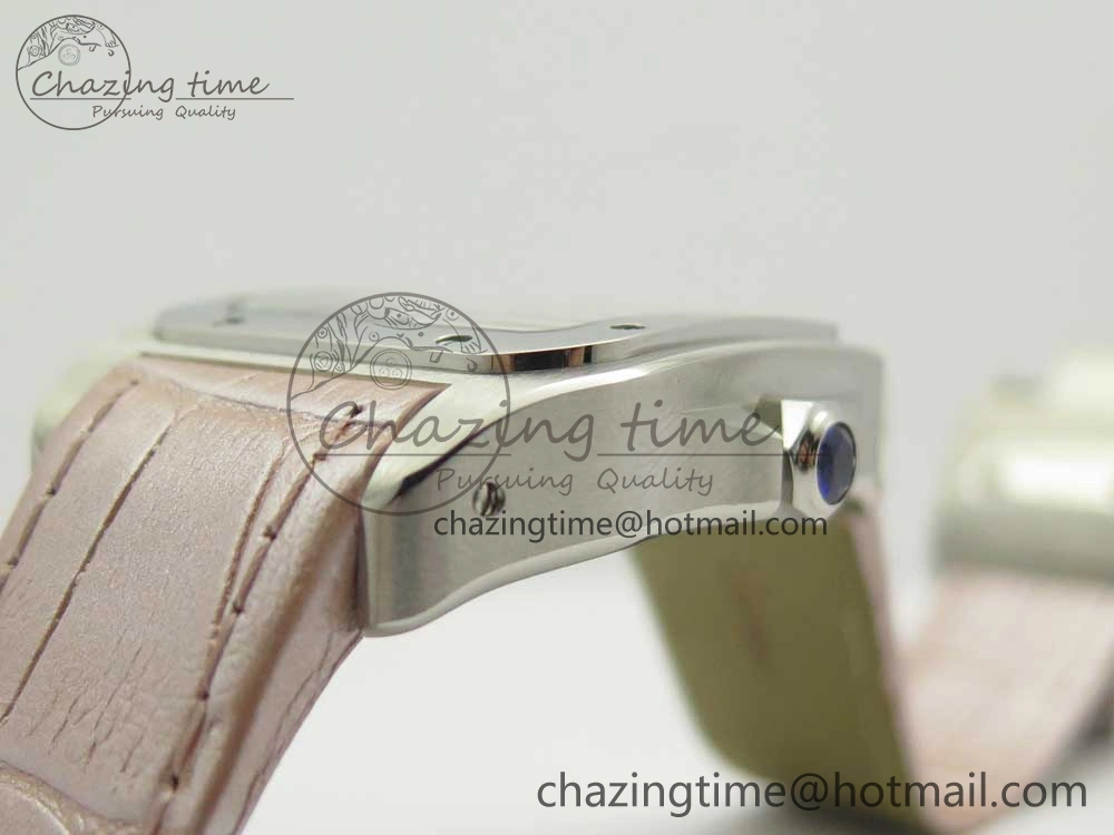 Timeless Santos 100 33mm RXW 1:1 Best Edition Ladies SS White Dial on Pink Leather Strap SEIKO NH05A 6162
