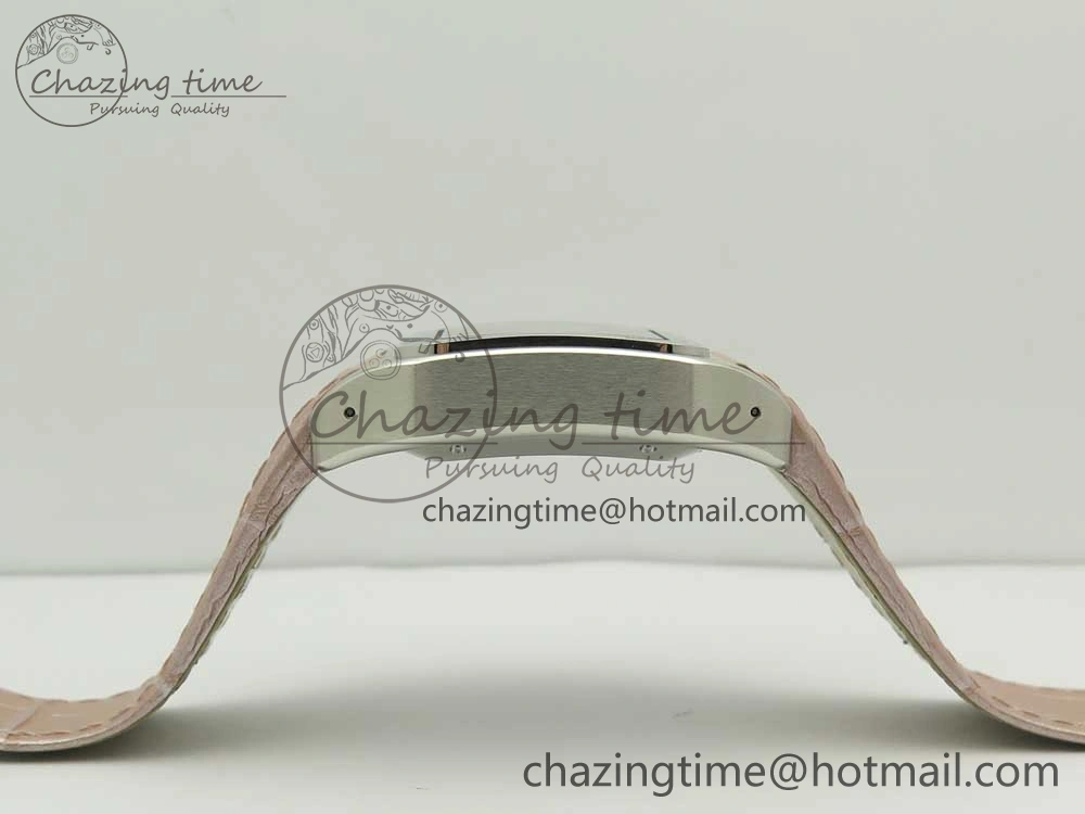 Timeless Santos 100 33mm RXW 1:1 Best Edition Ladies SS White Dial on Pink Leather Strap SEIKO NH05A 6162