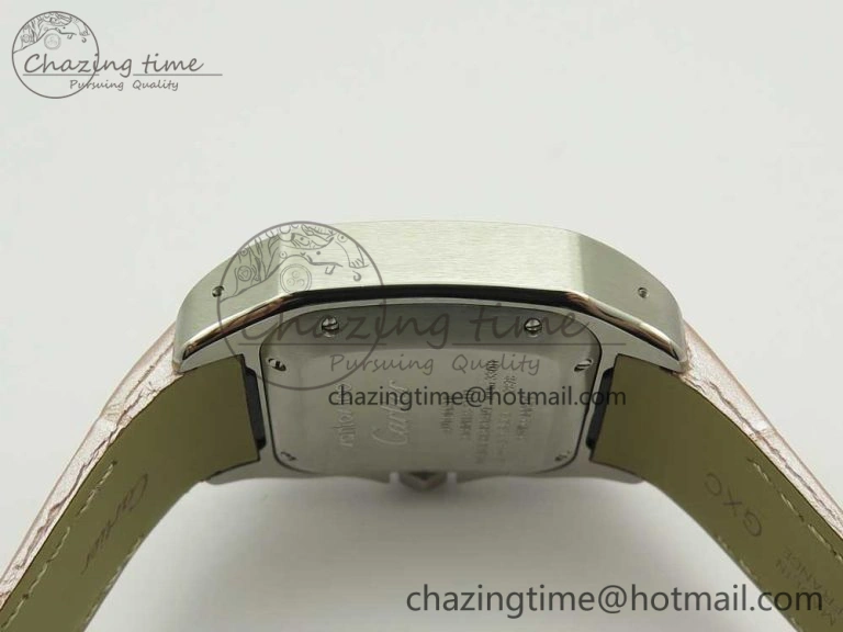 Timeless Santos 100 33mm RXW 1:1 Best Edition Ladies SS White Dial on Pink Leather Strap SEIKO NH05A 6162