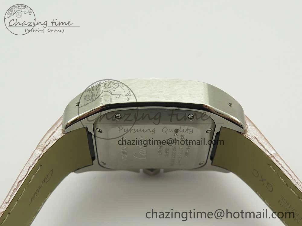 Timeless Santos 100 33mm RXW 1:1 Best Edition Ladies SS White Dial on Pink Leather Strap SEIKO NH05A 6162