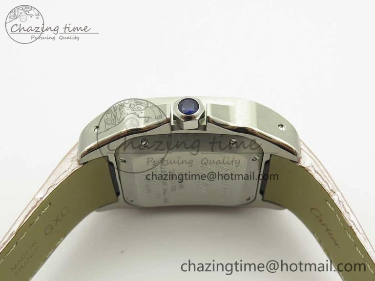 Timeless Santos 100 33mm RXW 1:1 Best Edition Ladies SS White Dial on Pink Leather Strap SEIKO NH05A 6162