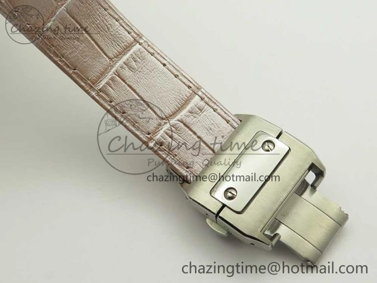 Timeless Santos 100 33mm RXW 1:1 Best Edition Ladies SS White Dial on Pink Leather Strap SEIKO NH05A 6162