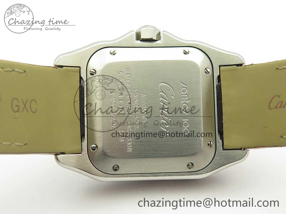 Timeless Santos 100 33mm RXW 1:1 Best Edition Ladies SS White Dial on Pink Leather Strap SEIKO NH05A 6162