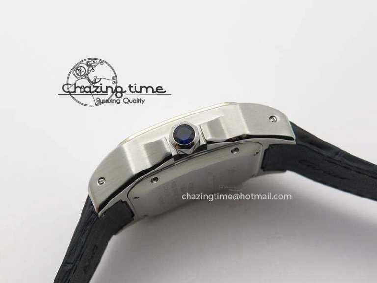 EasyMatch Santos 100 33mm V6F Best Edition Ladies SS White Dial On Black Leather Strap SEIKO NH05A 10786