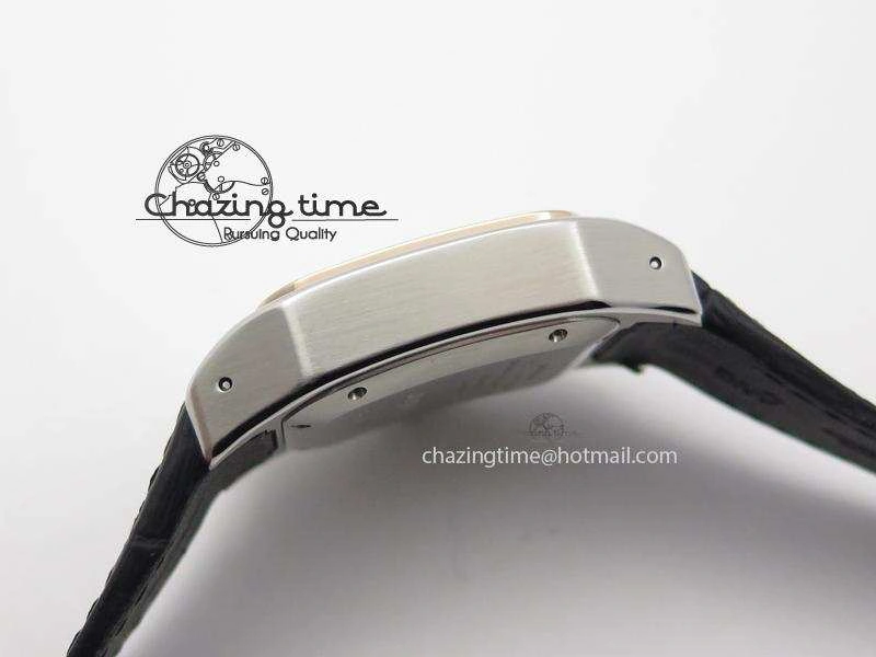 EasyMatch Santos 100 33mm V6F Best Edition Ladies SS White Dial On Black Leather Strap SEIKO NH05A 10786