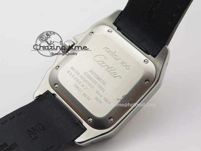 EasyMatch Santos 100 33mm V6F Best Edition Ladies SS White Dial On Black Leather Strap SEIKO NH05A 10786