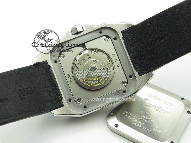 EasyMatch Santos 100 33mm V6F Best Edition Ladies SS White Dial On Black Leather Strap SEIKO NH05A 10786