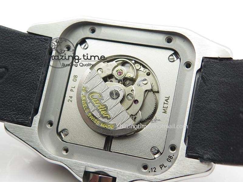 EasyMatch Santos 100 33mm V6F Best Edition Ladies SS White Dial On Black Leather Strap SEIKO NH05A 10786