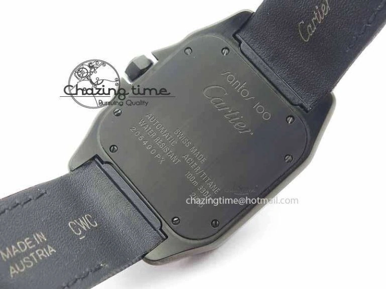 Classic Santos 100 38mm DLC Best Edition Black Dial On Nylon Strap A 6300