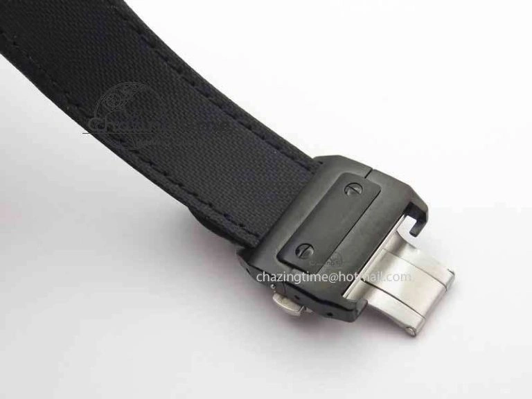Classic Santos 100 38mm DLC Best Edition Black Dial On Nylon Strap A 6300