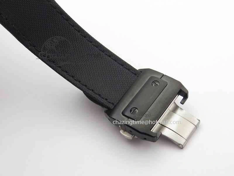 Classic Santos 100 38mm DLC Best Edition Black Dial On Nylon Strap A 6300