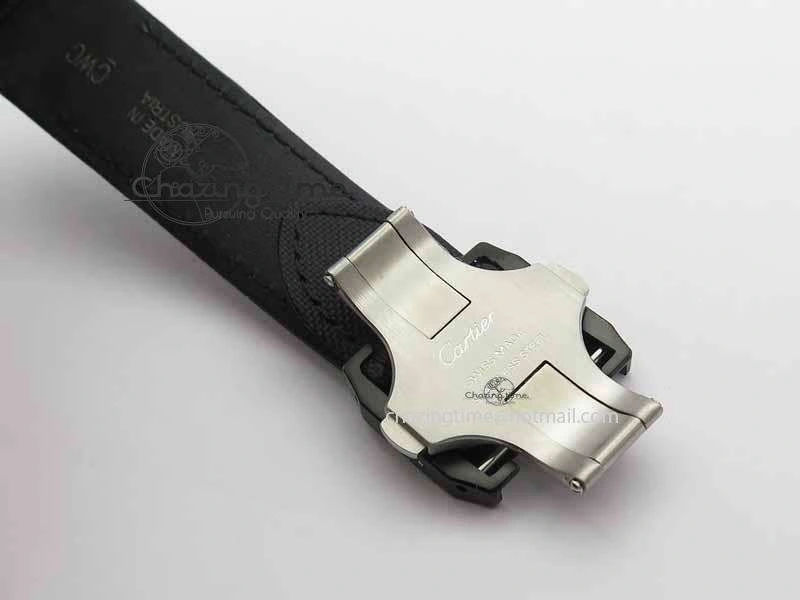 Classic Santos 100 38mm DLC Best Edition Black Dial On Nylon Strap A 6300