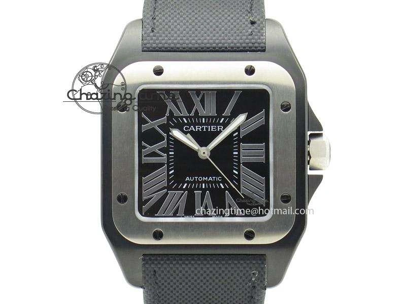 Santos 100 38mm DLC Black Dial A Durable 6376