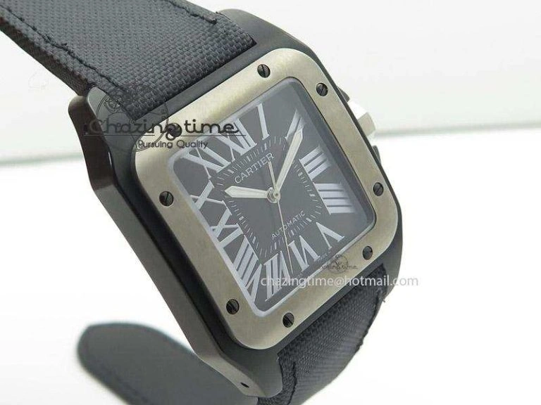 Santos 100 38mm DLC Black Dial A Durable 6376