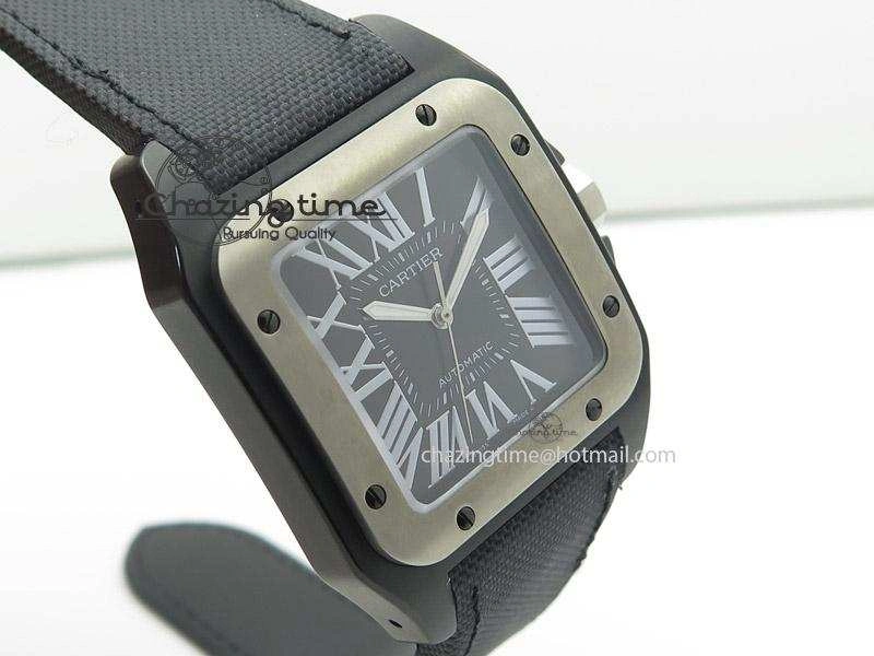 Santos 100 38mm DLC Black Dial A Durable 6376