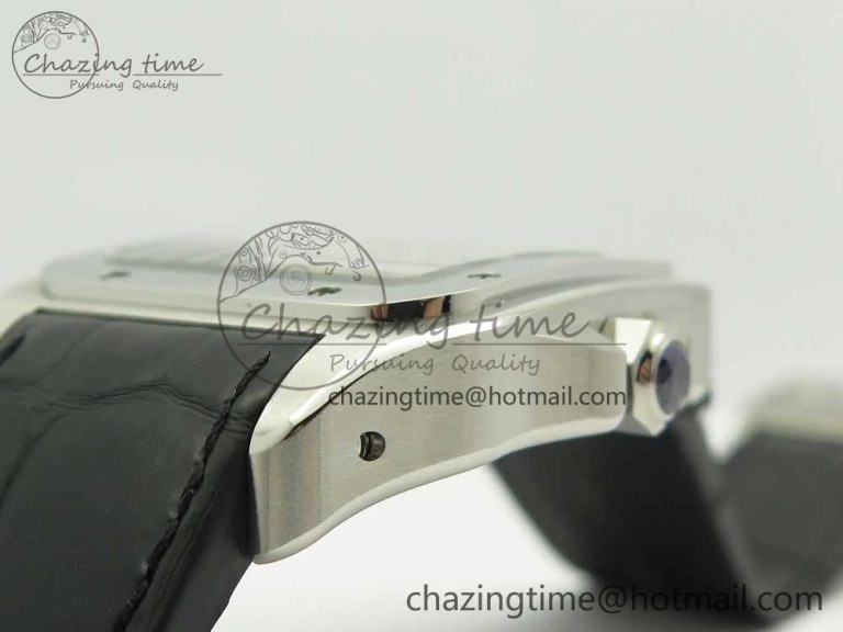 Snug Santos 100 38mm RXW 1:1 Best Edition Ladies SS White Dial on Black Leather Strap A 10633