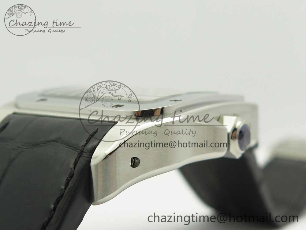 Snug Santos 100 38mm RXW 1:1 Best Edition Ladies SS White Dial on Black Leather Strap A 10633